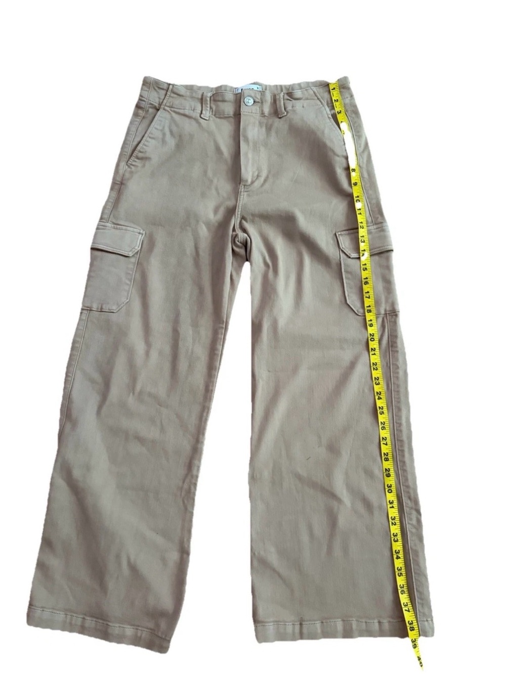 PAIGE Women's Cargo Wide Leg Pants Size 31 Taupe Beige Stretch Utility Pants - Picture 14 of 15